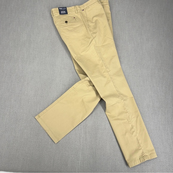 Tommy Hilfiger TH Flex Men’s 34x34 Pants Stretch Performance Tan Tech Chino NWT - Picture 1 of 15